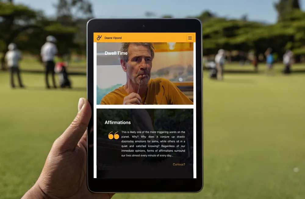 Responsive, Tauranga digital design agency. Client project  - Deane Vipond, Website development, web hosting, Deane Vipond - Article page on a tablet