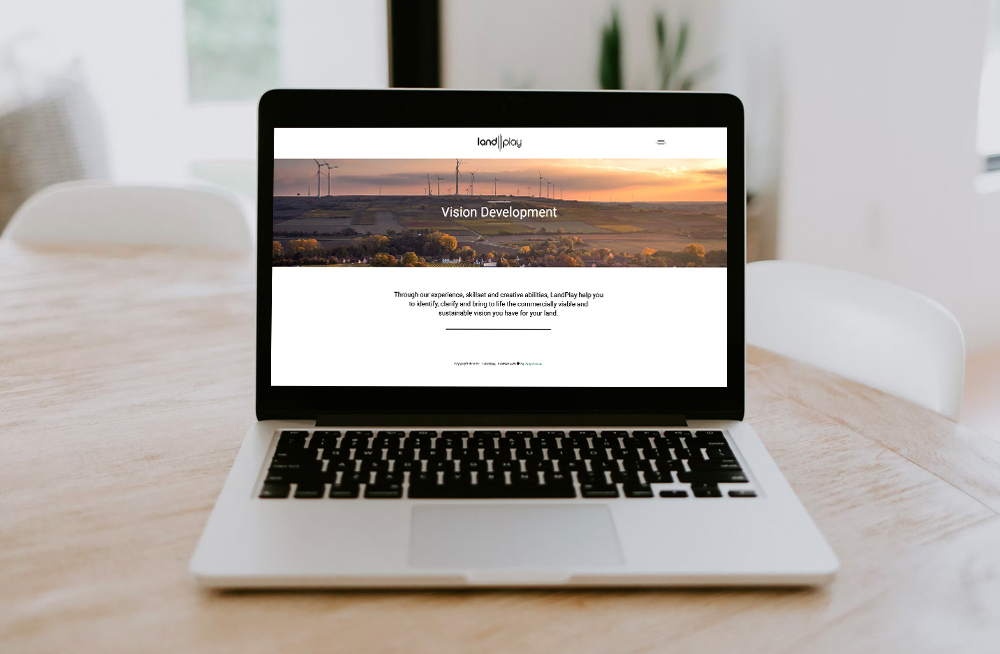  Responsive, Tauranga digital design agency. Client project  - Landplay, Website design & development, web hosting, Landplay, vision development page on a laptop