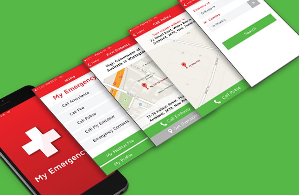 Responsive, Tauranga digital design agency. Client project  - My Emergency App, Graphic Design, app UI design, app emergency screens