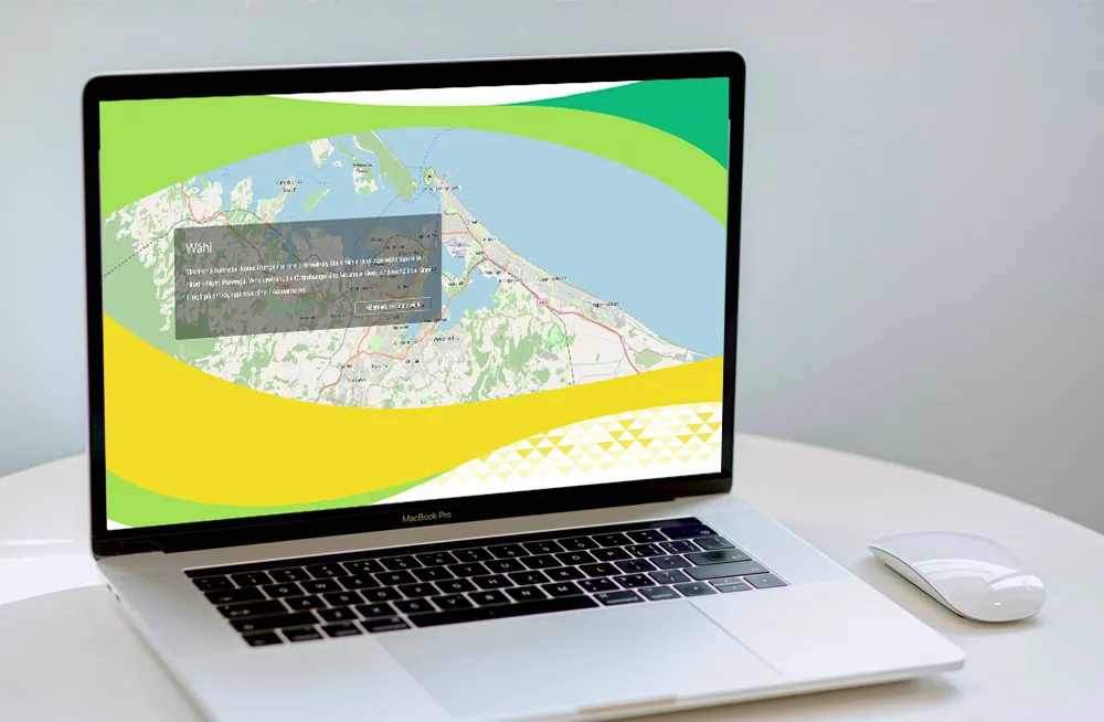 Responsive, Tauranga digital design agency. Client project  - Ngāti Pūkenga, Website design & development, graphic design, web hosting, Ngāti Pūkenga - poi section map on laptop