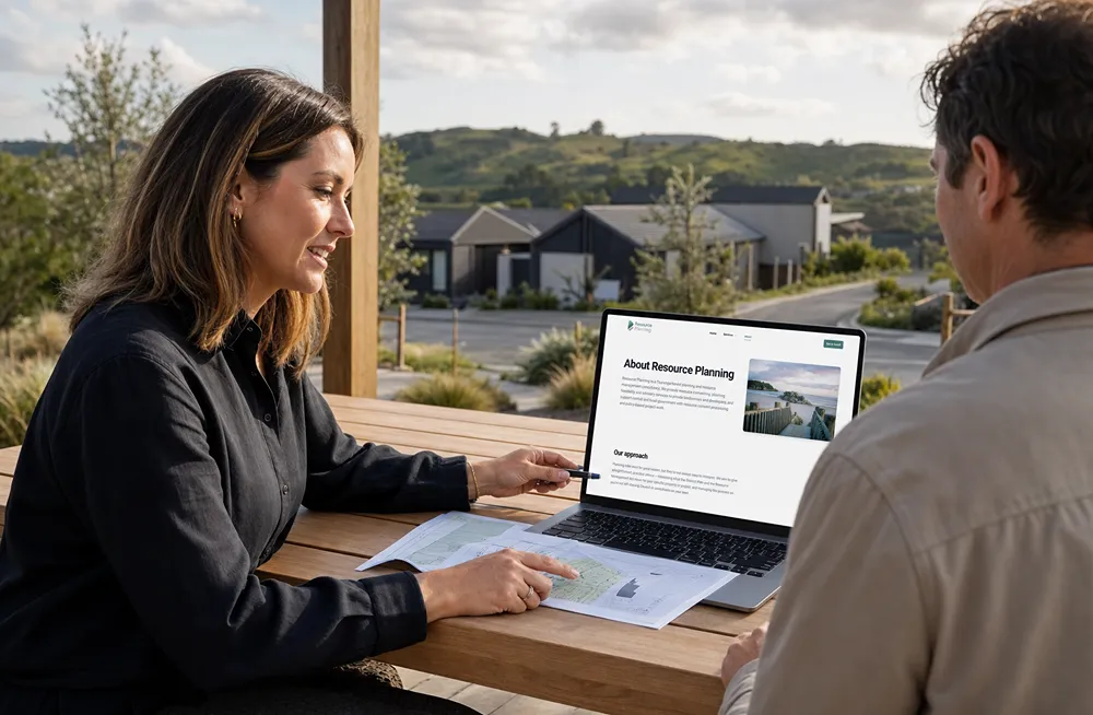 Responsive, Tauranga digital design agency. Client project  - Resource Planning, Website design & development, graphic design, web hosting, Resource Planning - client meeting services page on laptop