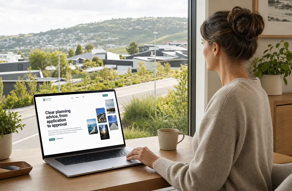 Responsive, Tauranga digital design agency. Client project  - Resource Planning, Website design & development, graphic design, web hosting, Resource Planning - homepage on a laptop