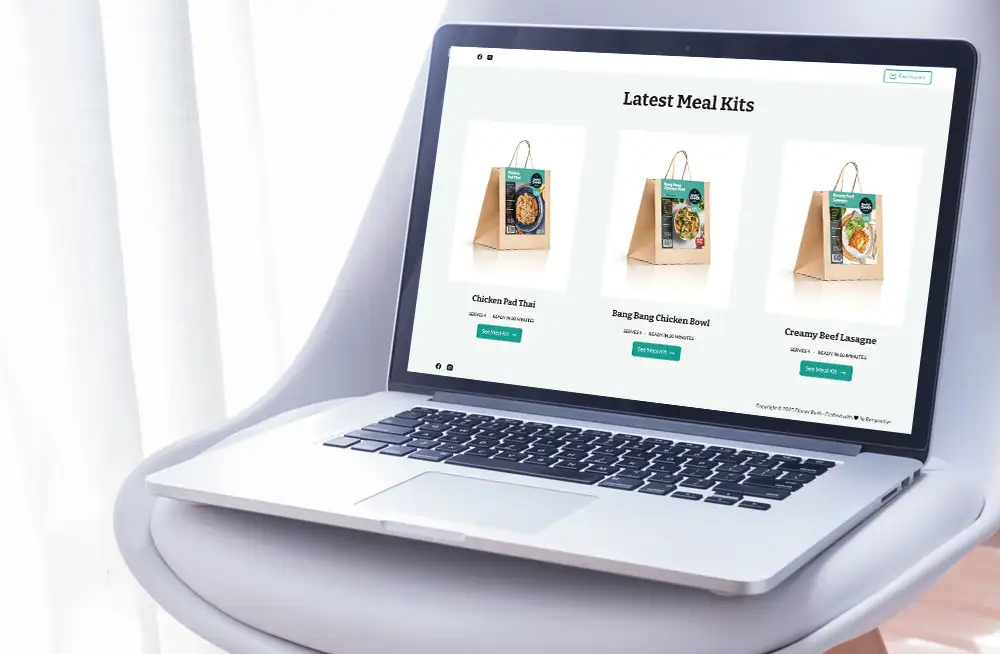 Responsive, Tauranga digital design agency. Client project - Simply Dinner, Website development, web hosting, Simply Dinner - meal kits on a laptop