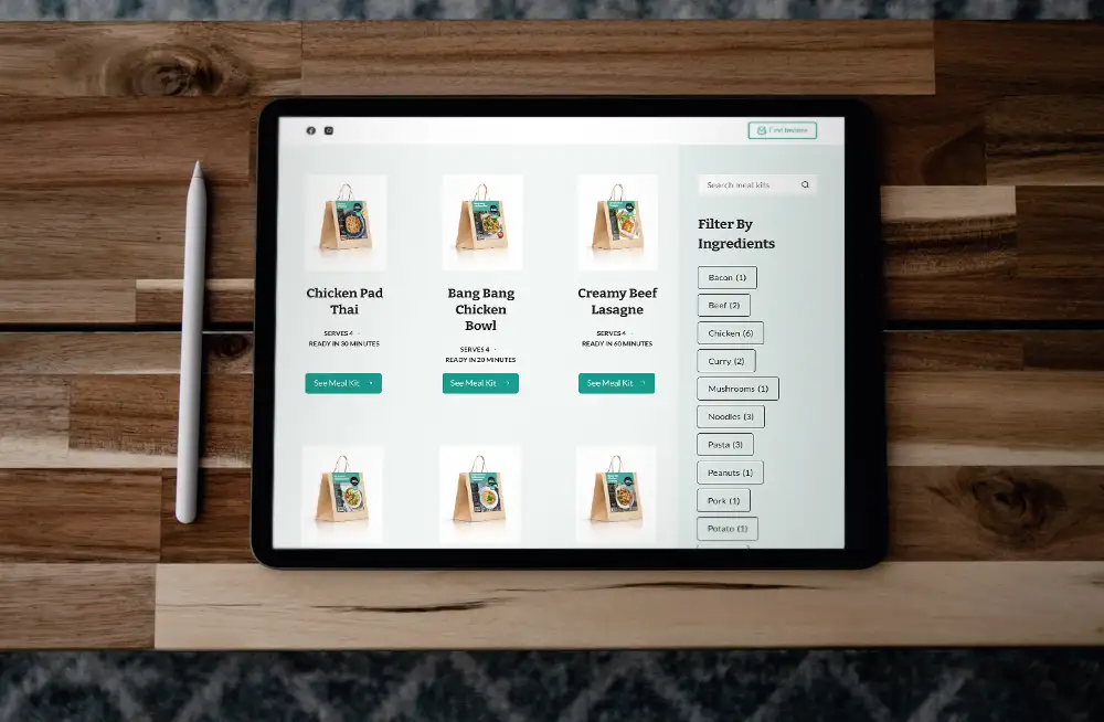 Responsive, Tauranga digital design agency. Client project - Simply Dinner, Website development, web hosting, Simply Dinner - meal kits on a tablet