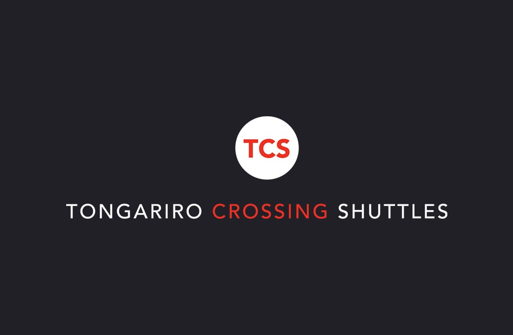 Responsive, Tauranga digital design agency. Client project  - Tongariro Crossing Shuttles, Graphic design, branding, logo on dark background