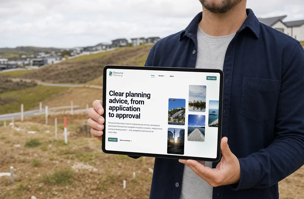 Responsive, Tauranga digital design agency. Client project  - Resource Planning, Website design & development, graphic design, web hosting, Resource Planning - homepage on a tablet