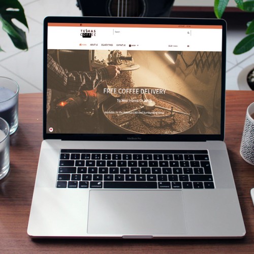 Responsive, Tauranga digital design agency. Client project  - Teshas  Coffee, Website development, eCommerce, web hosting
